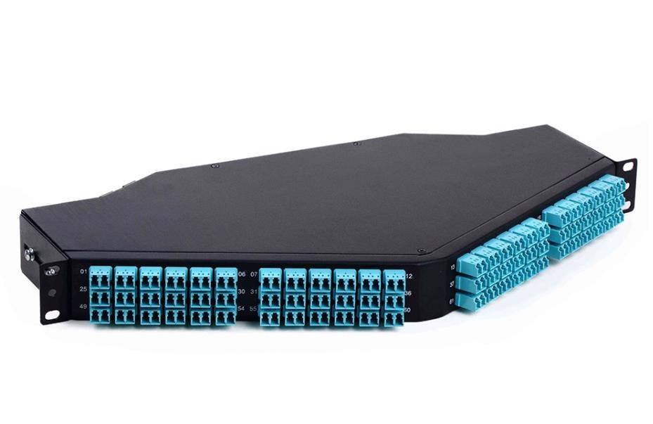 Rack Mount Pre Loaded MPO MTP Patch Cord Angled Fiber Optic Patch Panel 144 Fibers