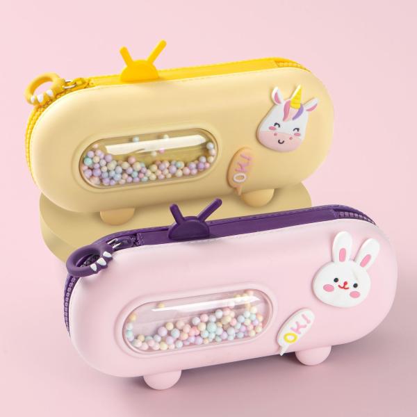 Cute Silicone Pencil Case Holder Girls Boys Pencil Bag Pouch School Office