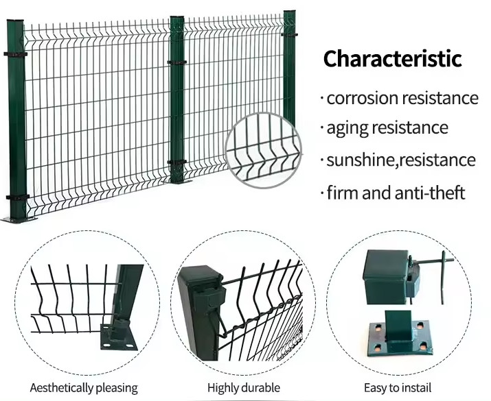 Metal 1.8M 3D Curved Wire Mesh Fence , Welded Garden Wire Mesh Fence