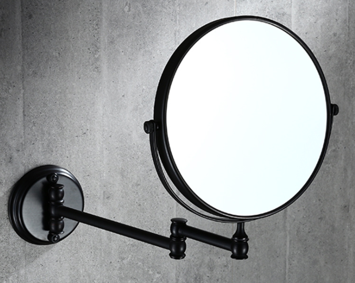 Bathroom stainless steel Telescopic led makeup Mirror 2-Face Mirror Dual Arm Extend black bath mirror