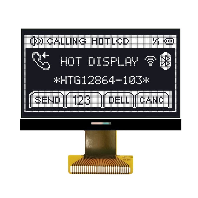 128X64 Gray COG LCD Module Graphic 66.52x33.24mm ST7565P HTG12864-103