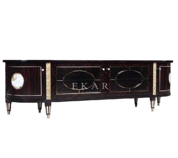 Chinese Luxury Style Extra Long Wooden TV Furniture with Flower Design MKBN