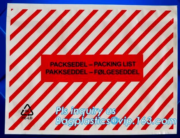 PP film 178*140mm invoice enclosed packing list envelopes, DHL Shipping pockets for waybill, A4 size plastic packing lis