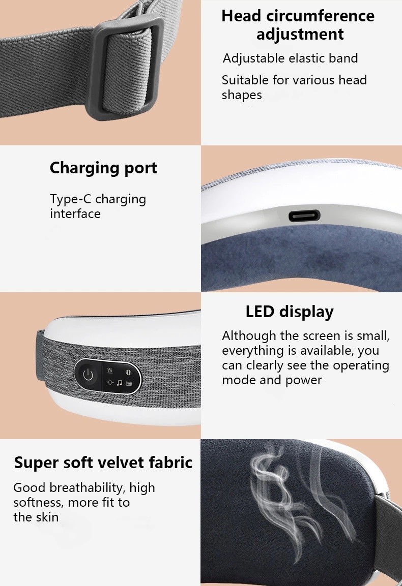 Fodable Rechargeable Eye Massager Air Compression Fatigue Relief 5V 1A