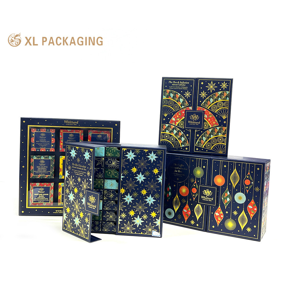 Custom Empty Christmas Advent Calendar Packaging Box Makeup Jewelry Box For Chocolate