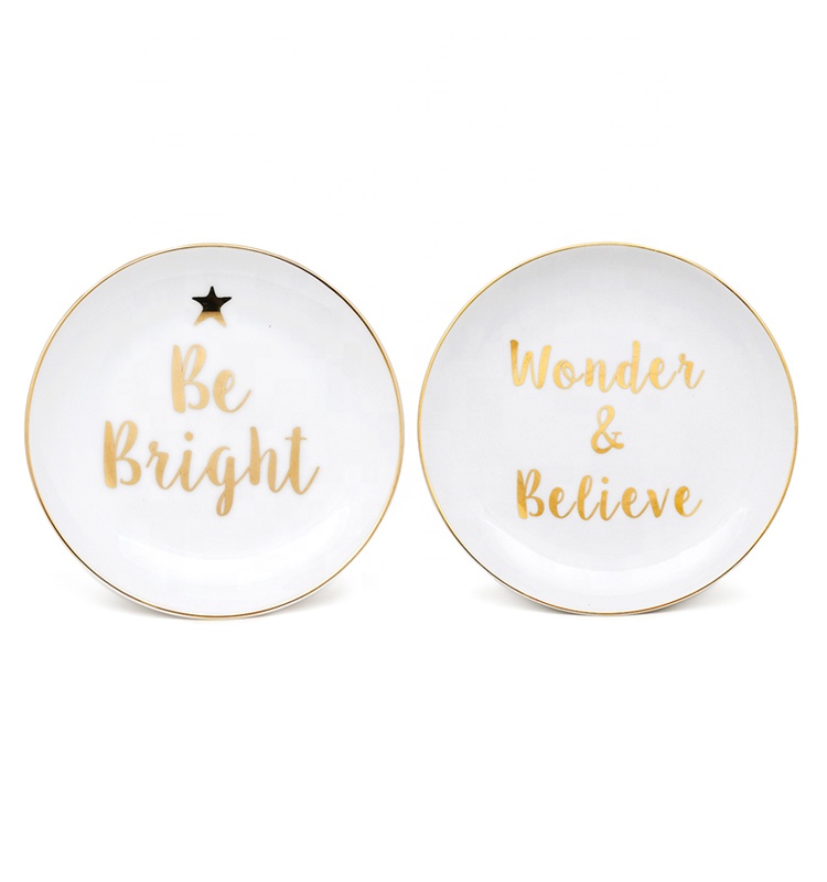 Dessert White Custom Porcelain Plates Ceramic Plate Printing Designs for Christmas