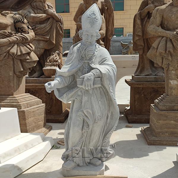 Marble Saint Statue Holding the Bible Natural Stone Granite Religious Saints