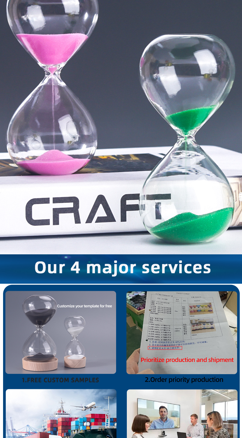 Hand Blown Hourglass , Colored Sand Hourglass Timer 5 Minute