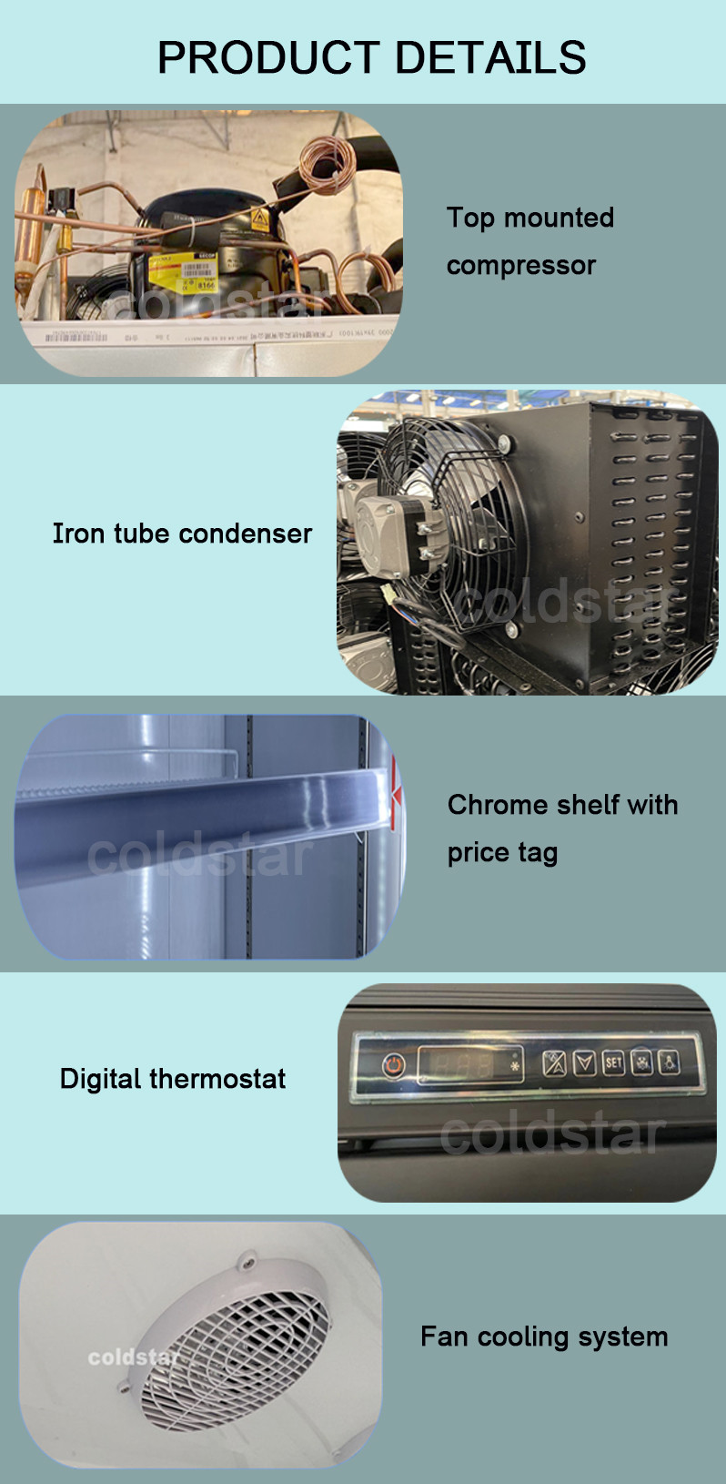 Commercial 4 Glass Door Vertical Cooler Refrigerator Showcase