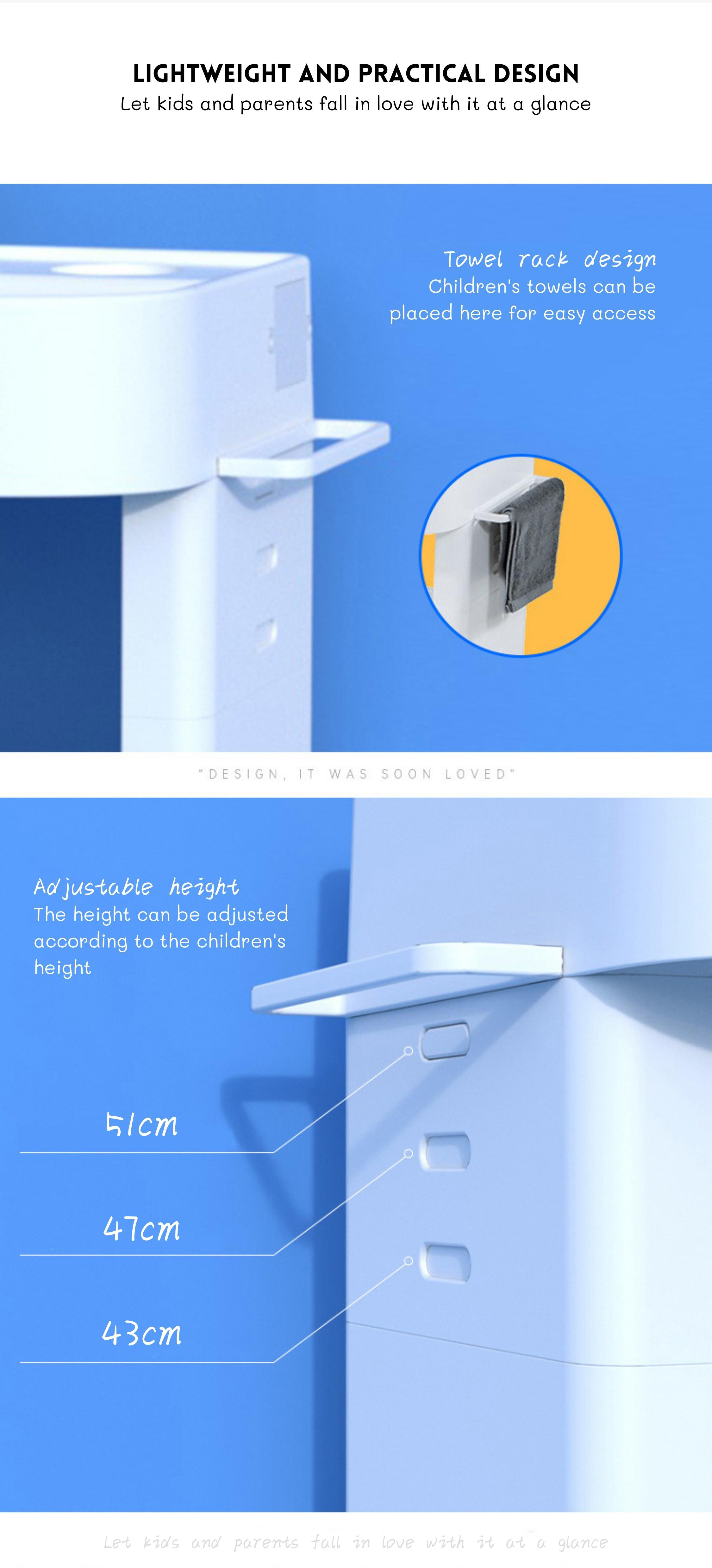 EN71/CPC Certified Ouninbear Sink Plastic Standing Kid-Friendly Wash Basin