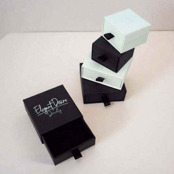 Custom Logo Hot Silver Foil Stamping Drawer Box Jewelry Packaging Gift Box With