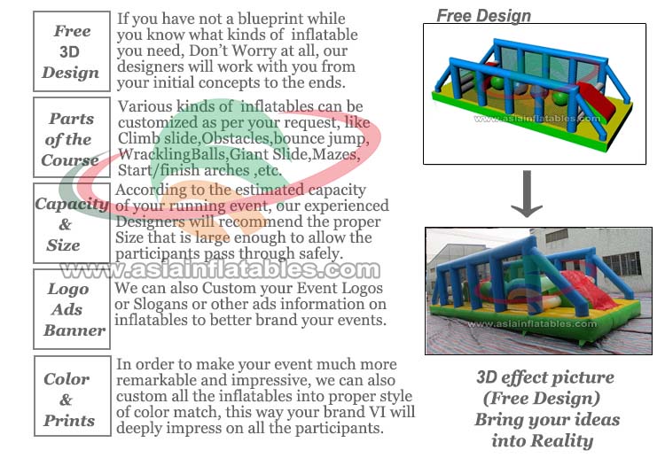 New Design Inflatable Race Slide for 5K Bouncer Obstacle Challenges Run
