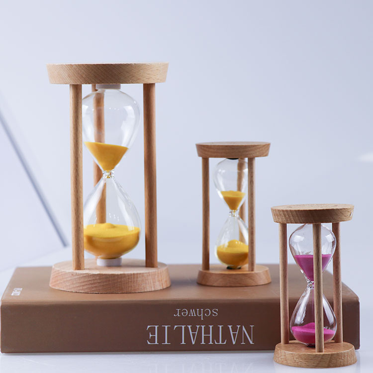 Three Pillar Wooden Hourglass Customized Antique Sand Timer for Gift