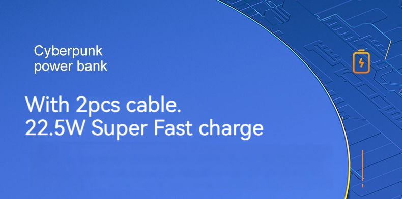 Outdoor 10000mAh TC Port Mini 22.5W Fast Charging Power Bank with Cable and Real Capacity