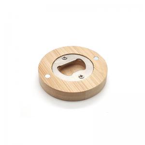  Magnetic Bamboo Metal Bottle Opener - Round Wooden Fridge Magnet Manufactures