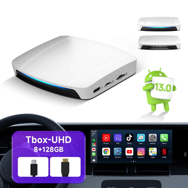 Android 13.0 Carplay Wireless AI Box T-Box UHD Youtube Netflix SDM660 Multimedia 128Gb