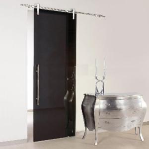 Sliding Tempered Glass Door OEM With Matte Black Steel Frame Manufactures