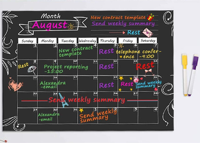 High Quality Chalkboard Length 17" Magnetic Fridge Calendar Magnetic Day Planner For Time Management