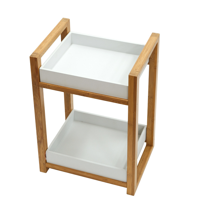 Environmental Protection Bamboo Double-layer Storage Rack for Tea Corner Small Size