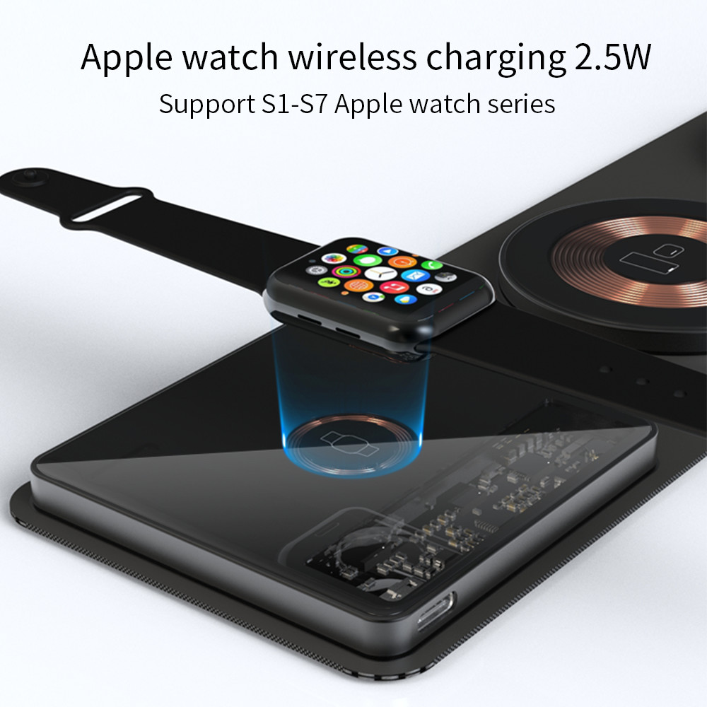 3 In 1 Foldable Wireless Charger 15W Fast Charging For IWatch Earphones Smart Phones