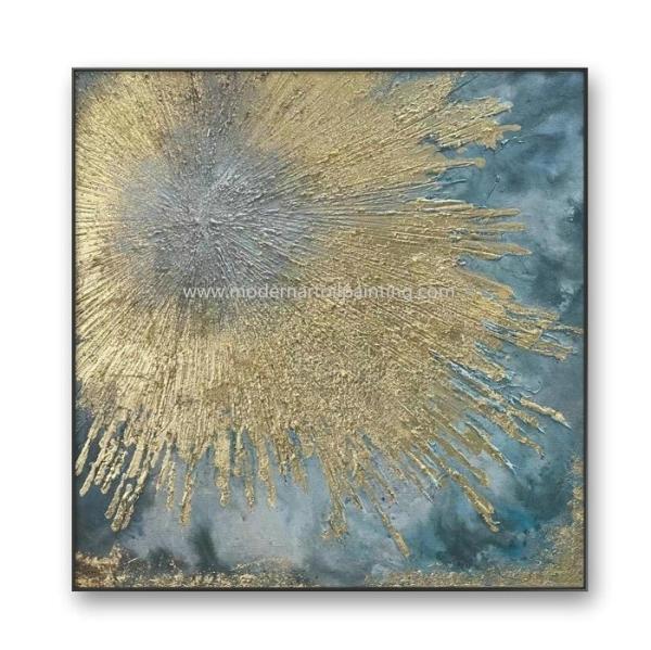 Handmade Gold Abstract Art Canvas Paintings For Christmas Wall Decorations 80 cm