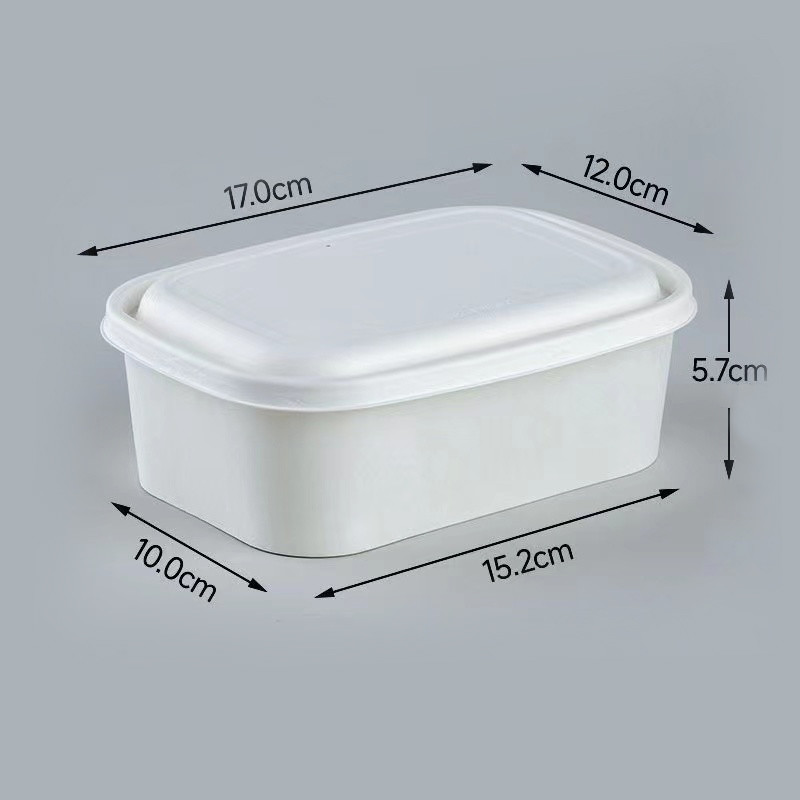 Disposable Paper Square Bowls , 500ml Heatable Kraft Paper Bowls With Lids