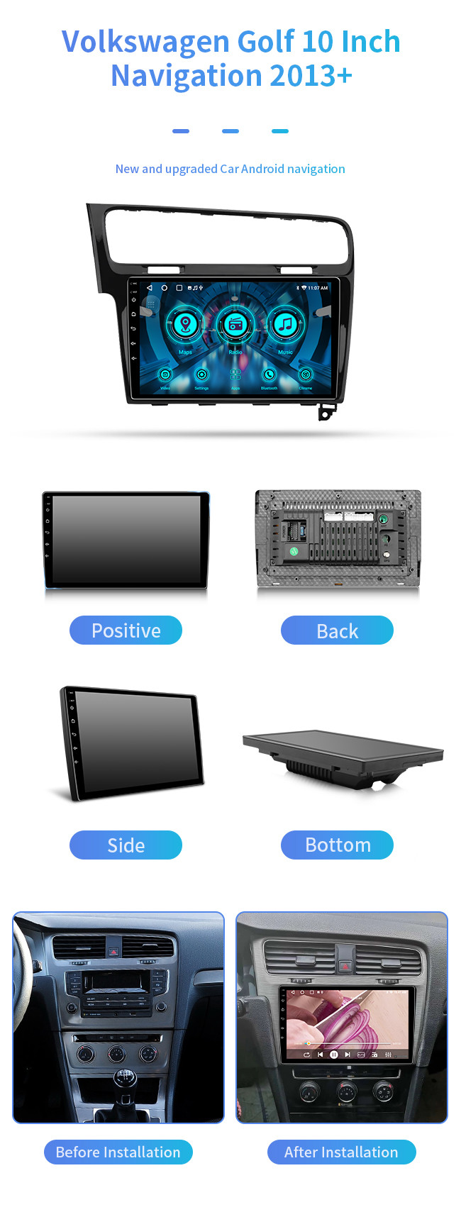 8-Core For Volkswagen Golf 2013+ 4G Wifi Internet Access Car Navigation