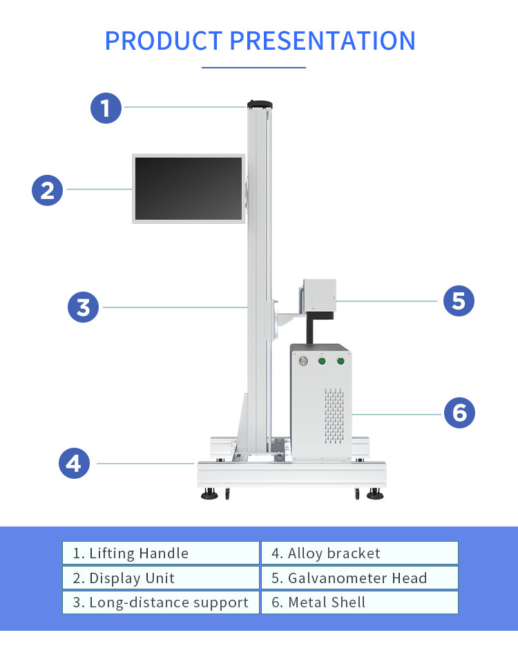 Touch Screen Computer Flying Fiber Laser Marking Machine Air Cooling