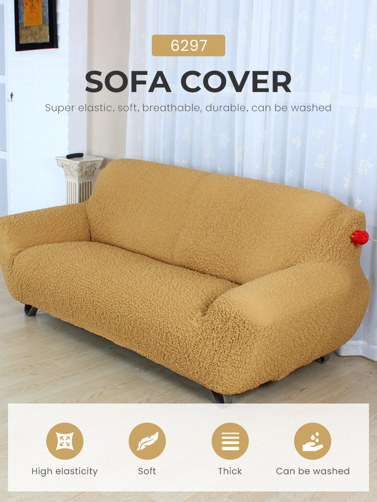 Rectangle Light Luxury Style Seersucker Solid Color Sofa Covers for Living Room Décor