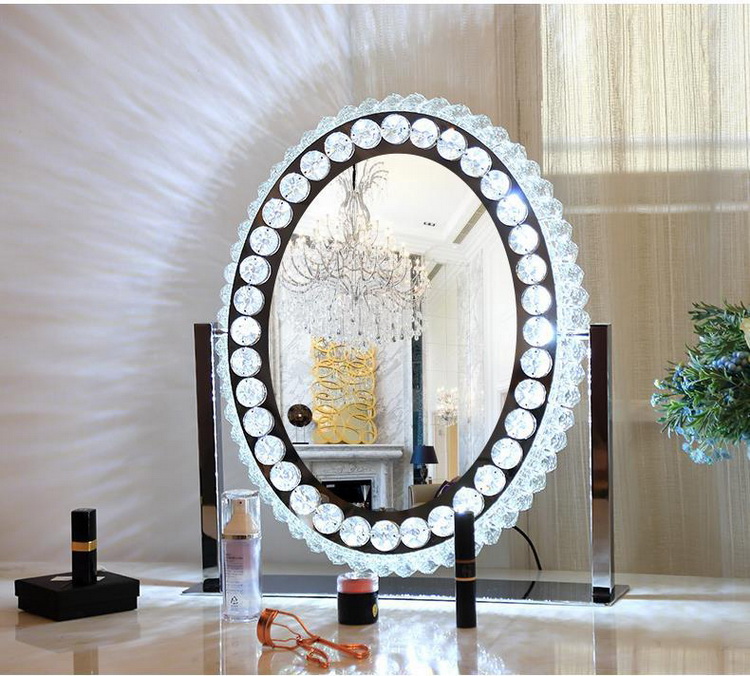 LED Light Up Makeup Mirror Crystal Vanity Mirror Hollywood Style