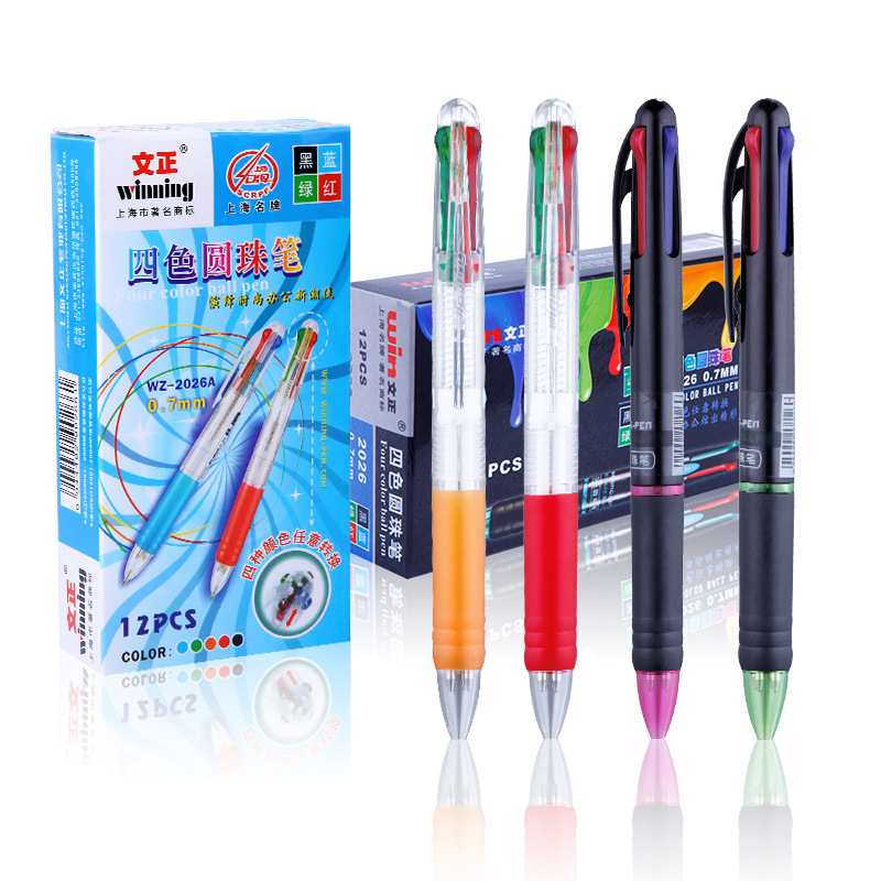 OEM/ODM Acceptable 4 Color 0.7mm Plastic Transparent Shuttle Pens for Office Writing