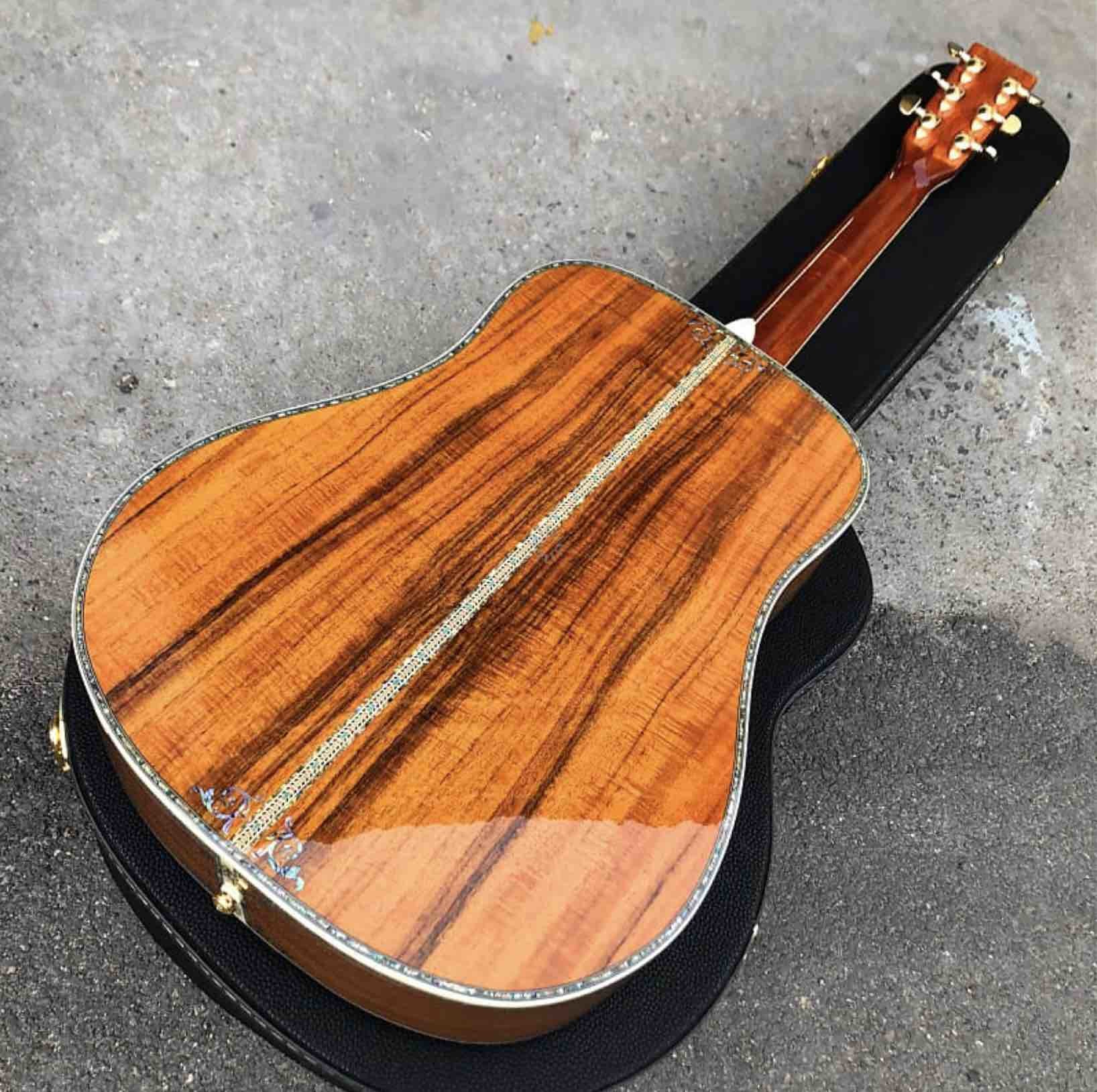 All KOA wood classic acoustic guitar,Flower Ebony Fingerboard,Real Abalone inlays and binding