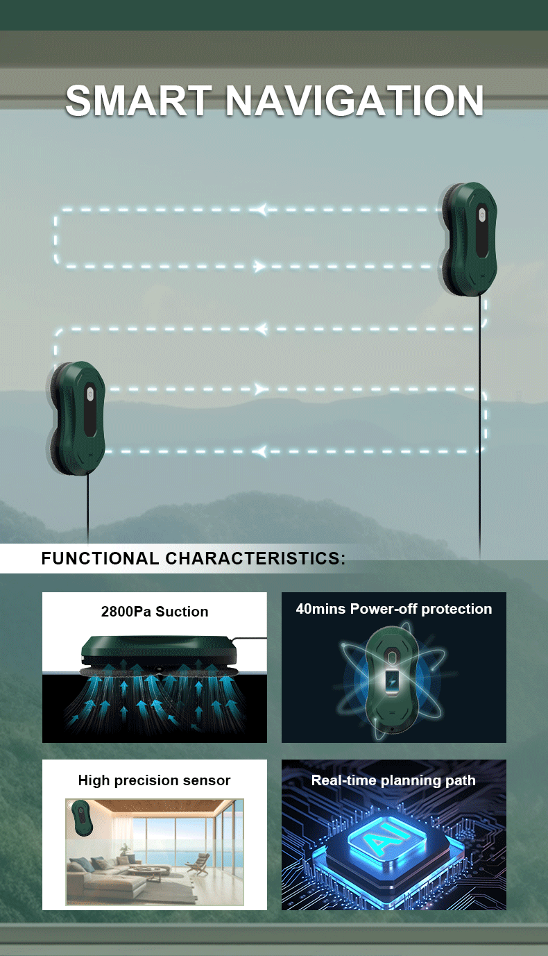 Frameless Glass Border Robot Window Cleaner for Intelligent Automatic Household Robot