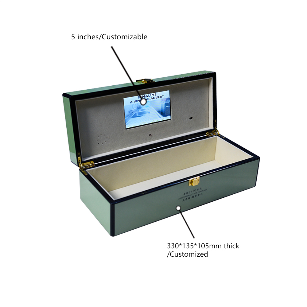 High End Crown Leather LCD Video Gift Box , 7 Inch Video Brochure Box