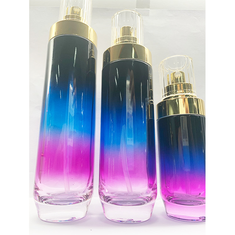 40ml Pump Bottle Glass Cosmetic Packaging Gradient Purple Color