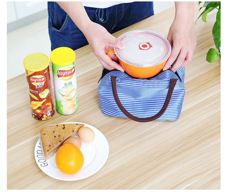 Reusable Stripe Aluminum Foil Lining Waterproof Insulated Bag