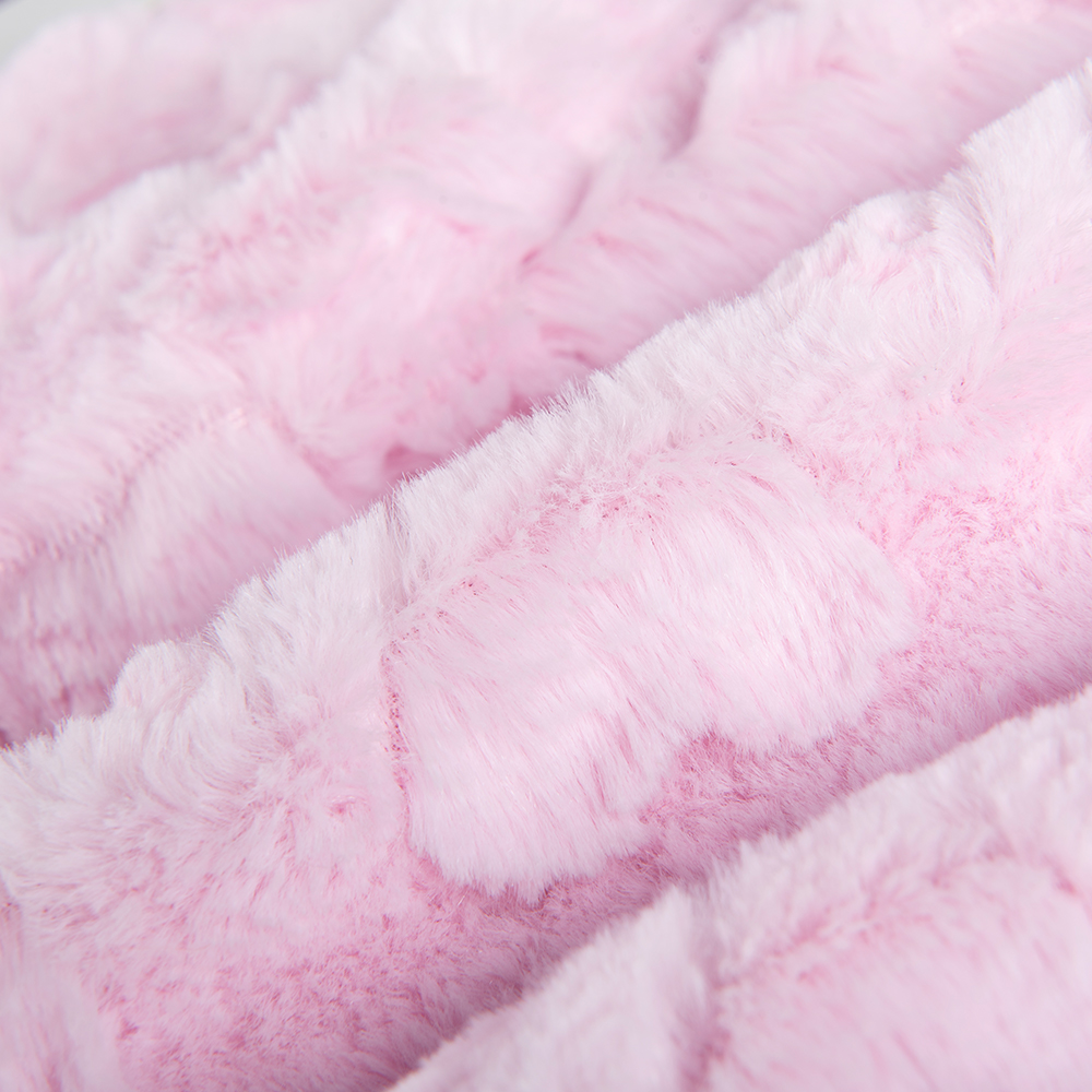 100% Polyester Rabbit Faux Fur Fabric for Winter Coat Soft Brush Pattern Tricot Knitted