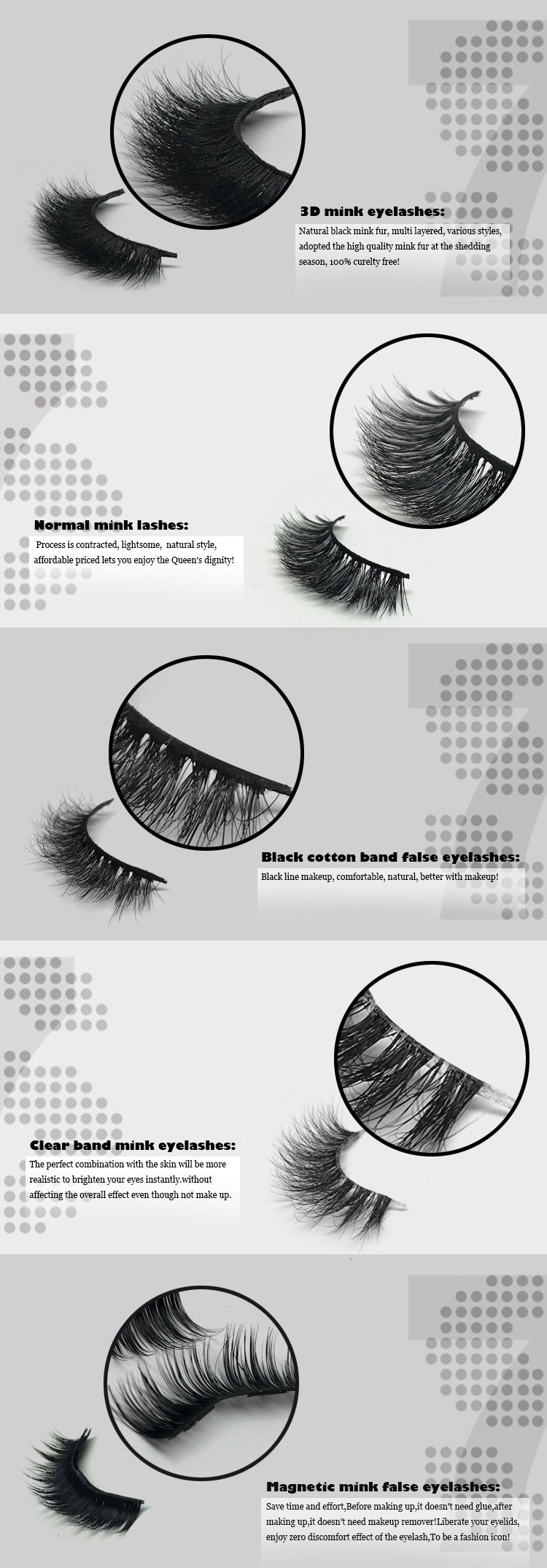 High Durability 6D Mink Lashes , Long Lifespan Real Mink False Eyelashes
