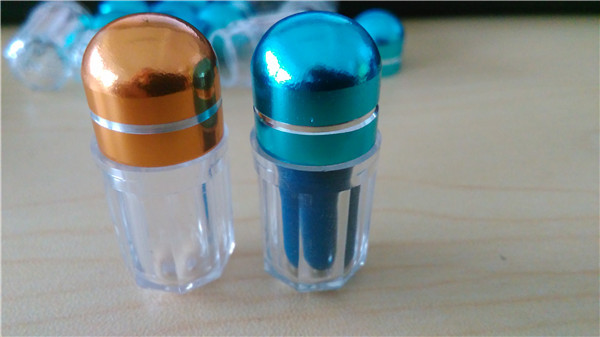 Clear capsule plastic medicine bottle , sex pill container with aluminum foil gold cap