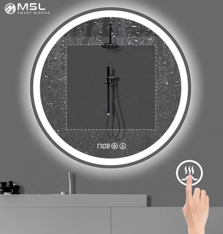 5000K LED Round Bathroom Mirror Anti Fog Round Bathroom LED Mirror Intelligent