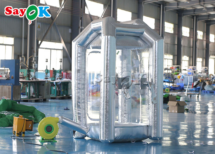 1.5m/5ft Silver Cube Inflatable Money Cash Booth Machine For Company Opening