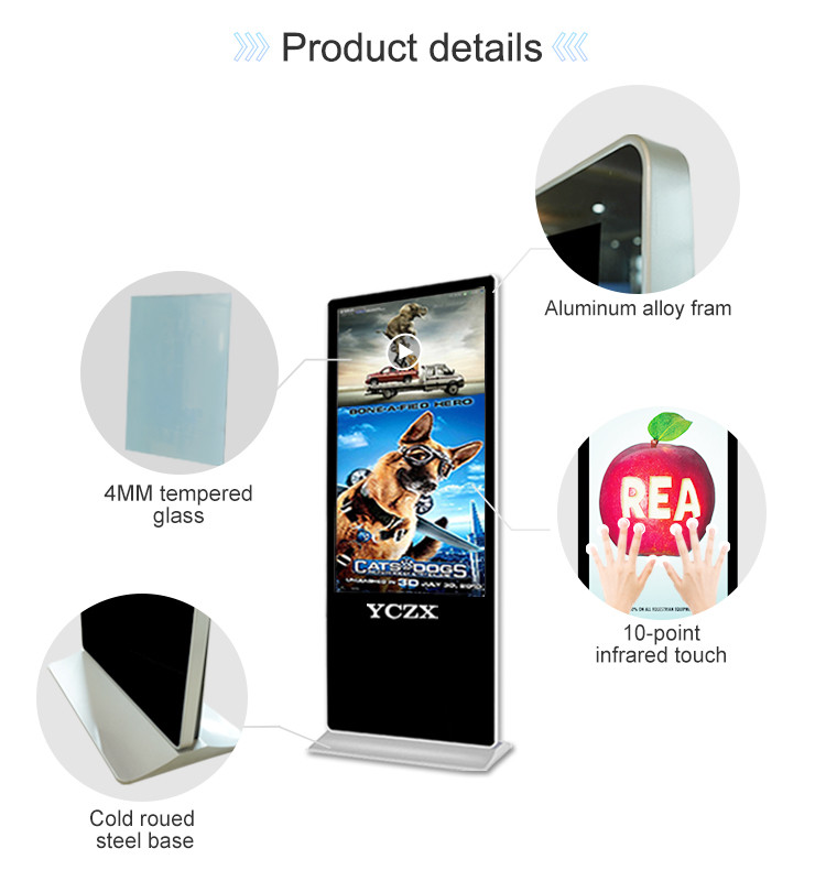 Interactive Touch Screen LCD Advertising Player , Intelligent Digital Kiosk Display