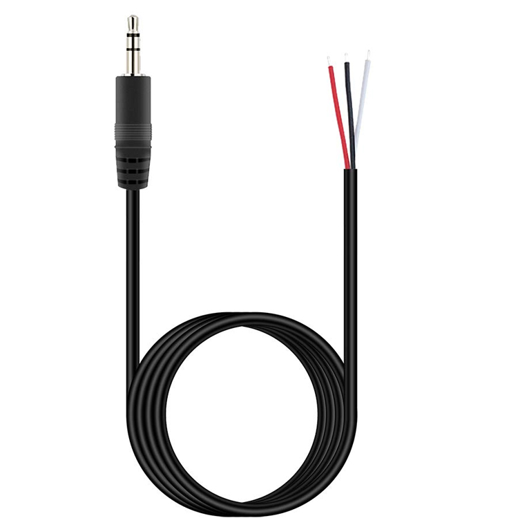 Custom 3 Poles 3.5mm Stereo Audio Jack to Stripped Pigtail Tinned Bare Wire End Cable