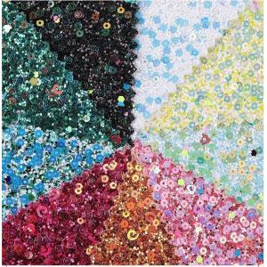  Sequins Bright Glitter PU Leather Printed Artificial PU Material Manufactures