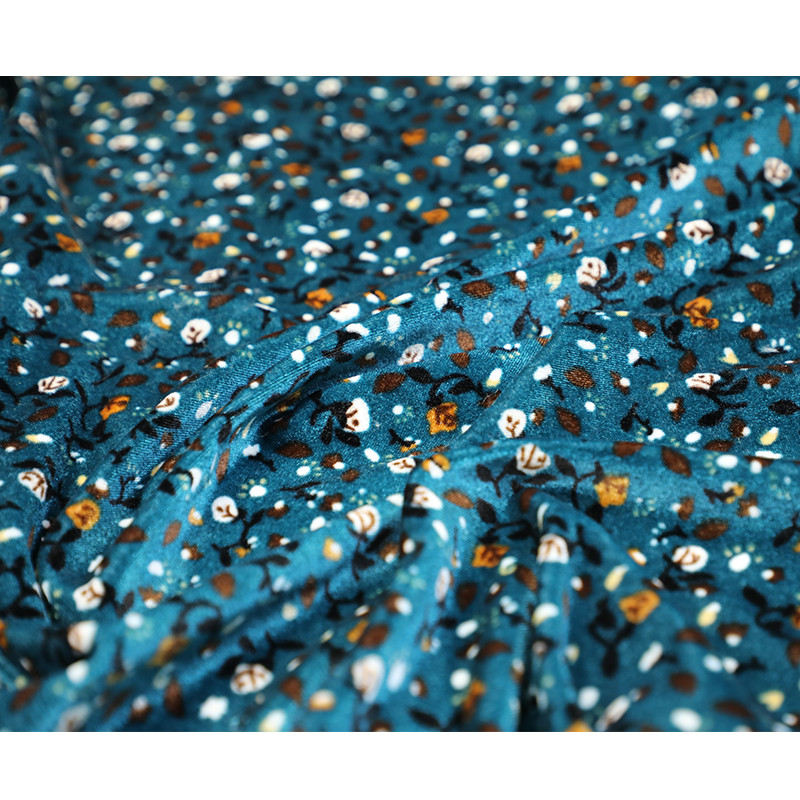 Flower Pattern Korean Velvet Fabric 140gsm For Women'S Wear Scarf