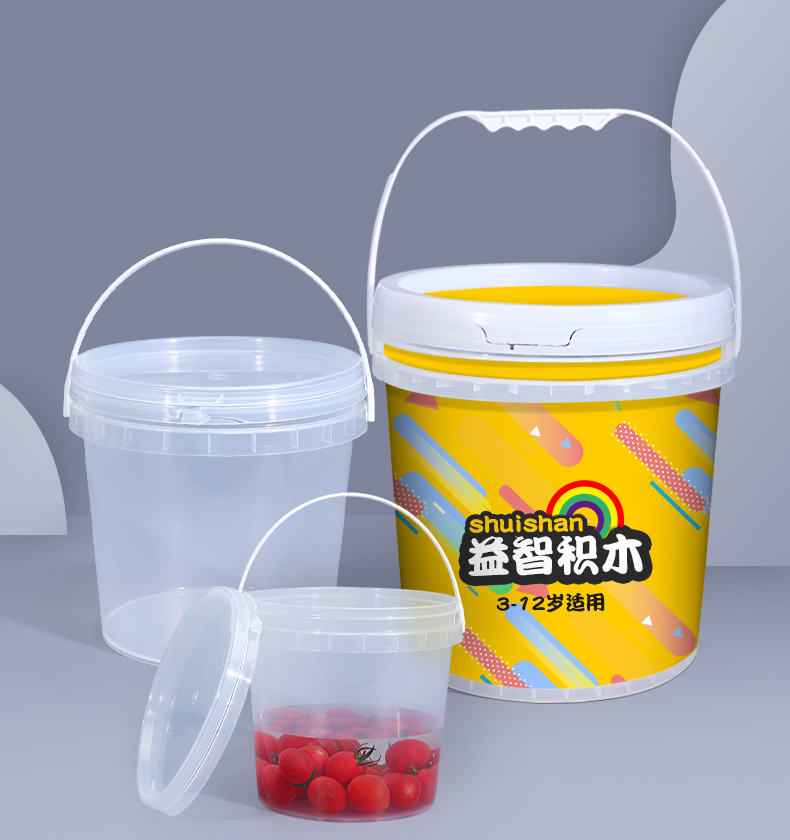 Plastic 1L Buckets Pail for Paint BPA Free and Transparent Ice Cream Packaging