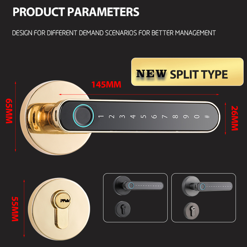 Aluminum Door Keyless Smart Digital Door Lock with Tuya App Passcode and TTlock Control