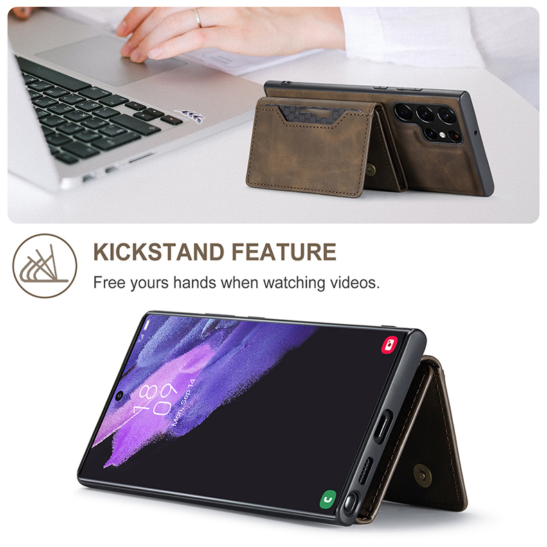 NO Private Mold PU Leather Magnetic Card Pocket Case for Samsung Galaxy S22 S23 Ultra