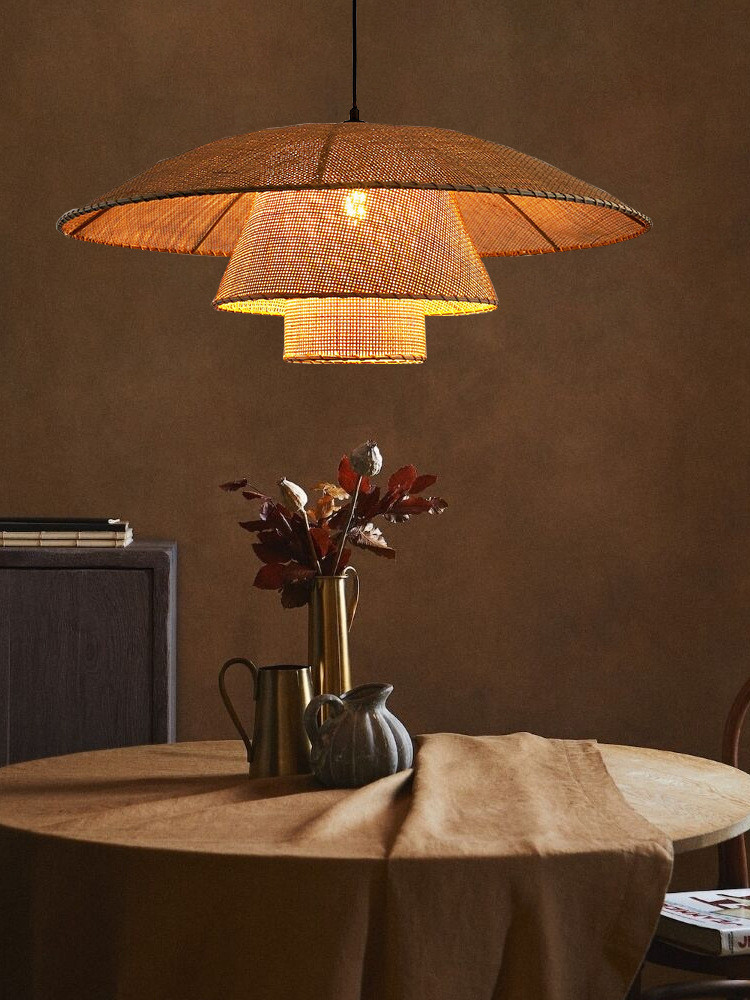 Vintage Rattan Lamp New Restaurant Pendant Lights Home Decor Dining Room Kitchen Loft Suspension lamp(WH-WP-73)