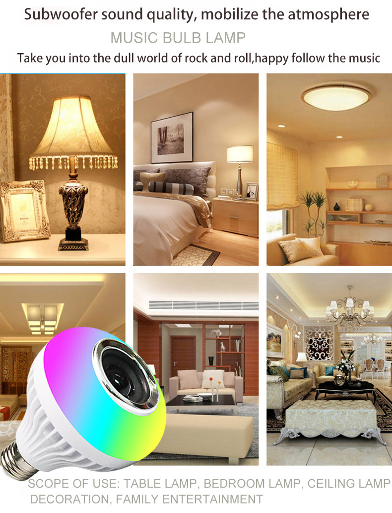 Bedroom E27 Bluetooth Bulb Music Playing Light Bulbs 500LM 4 Lighting Modes
